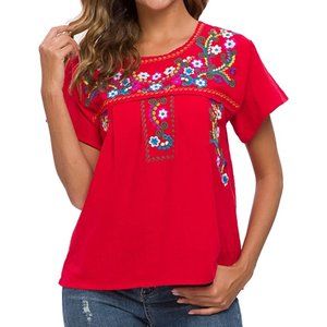 Women's Embroidered Mexican Peasant Blouse